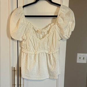 Altar'd State Ivory Puff Sleeve Top